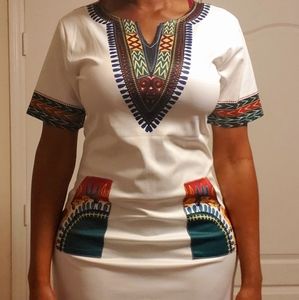 Bohemian V Neck African Printed Dress